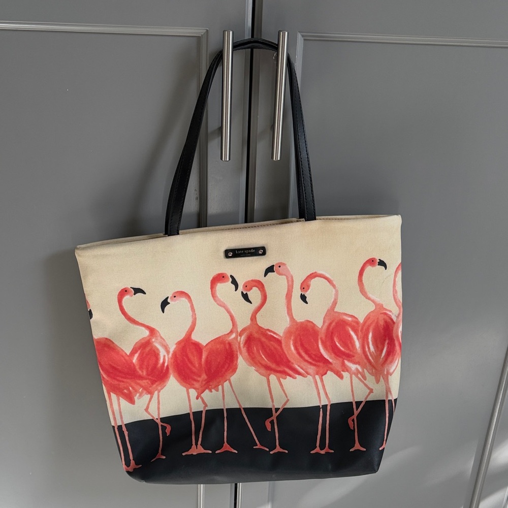 kate spade Canvas Flamingo Tote in Pink and Black